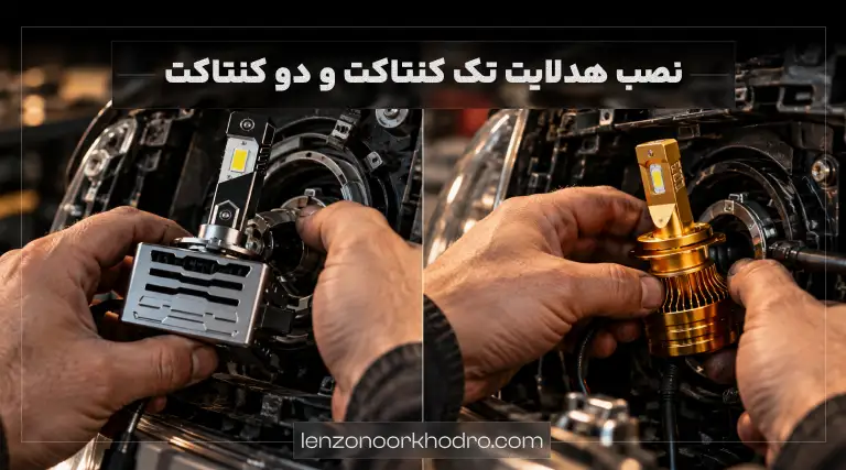 نصب هدلایت تک کنتاکت و دو کنتاکت